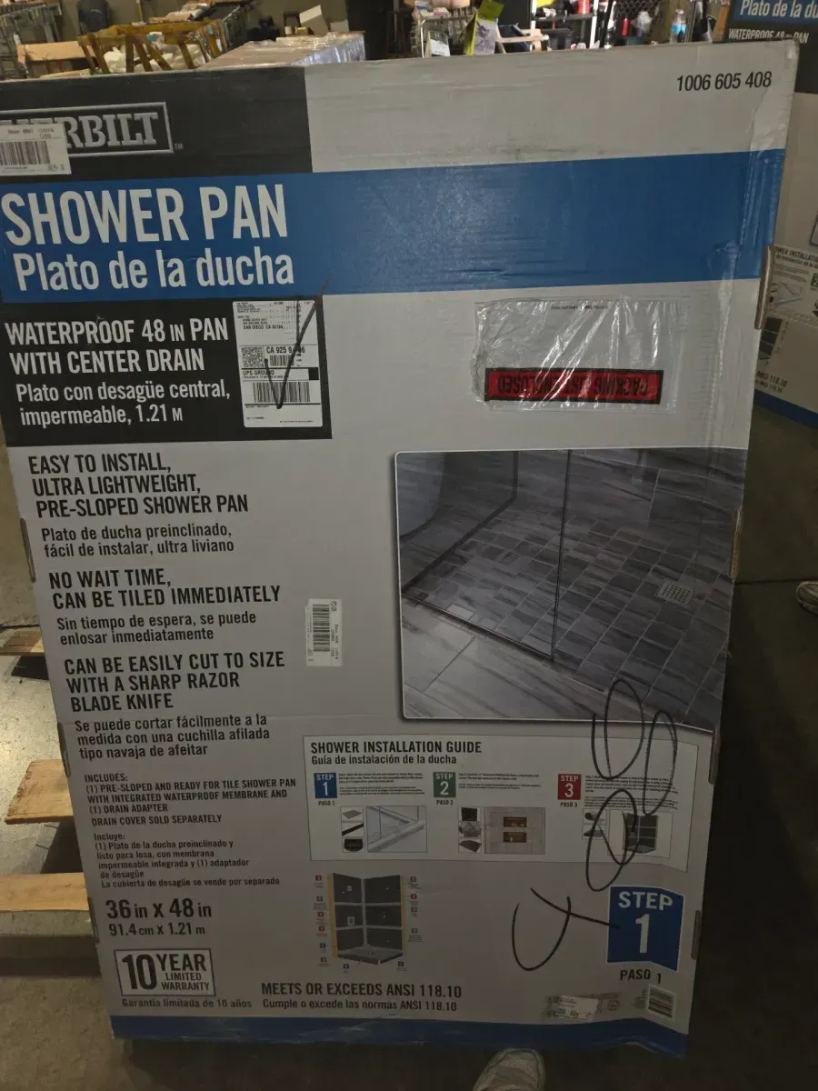 Watershield Shower System 36 in. x 48 in. Waterproof Center Drain Shower Tray With Drain Assembly - image 5