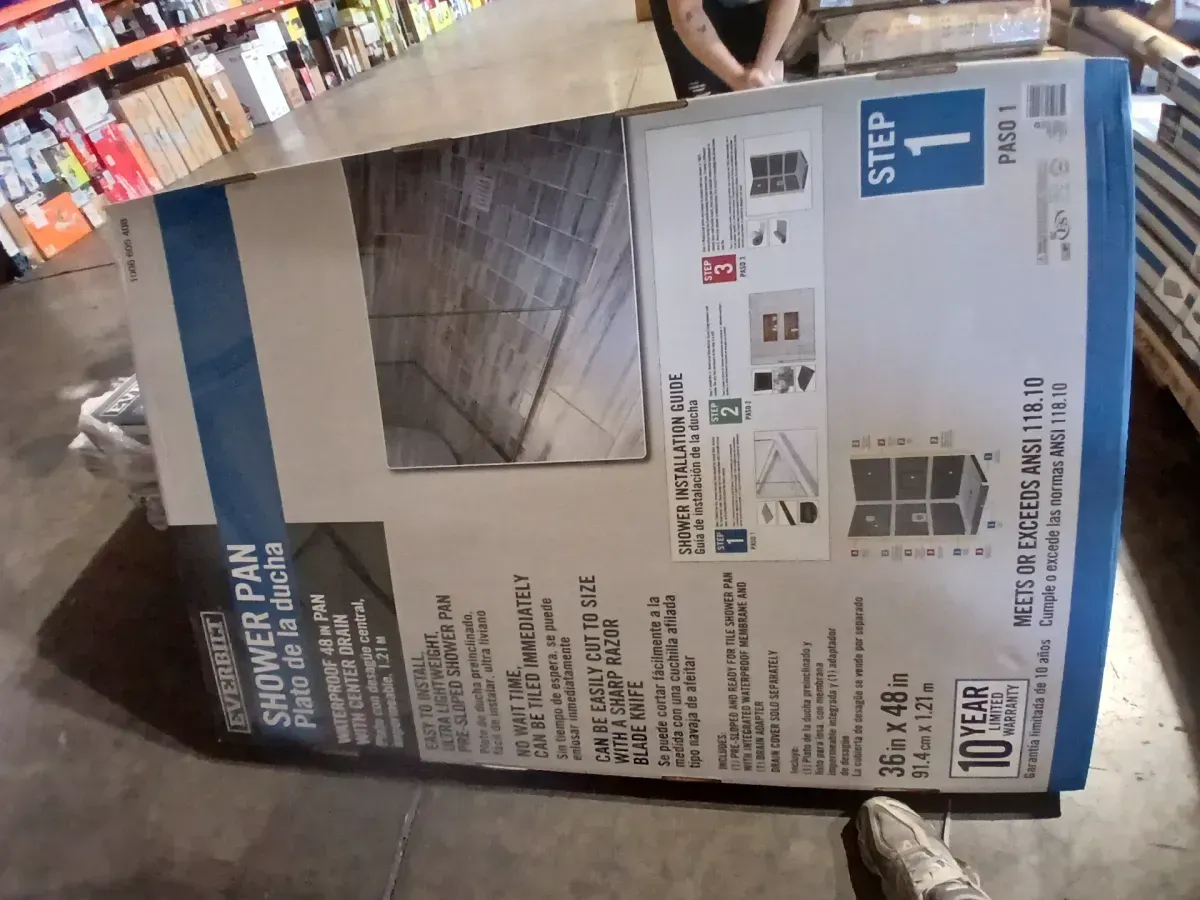 Watershield Shower System 36 in. x 48 in. Waterproof Center Drain Shower Tray With Drain Assembly - image 5