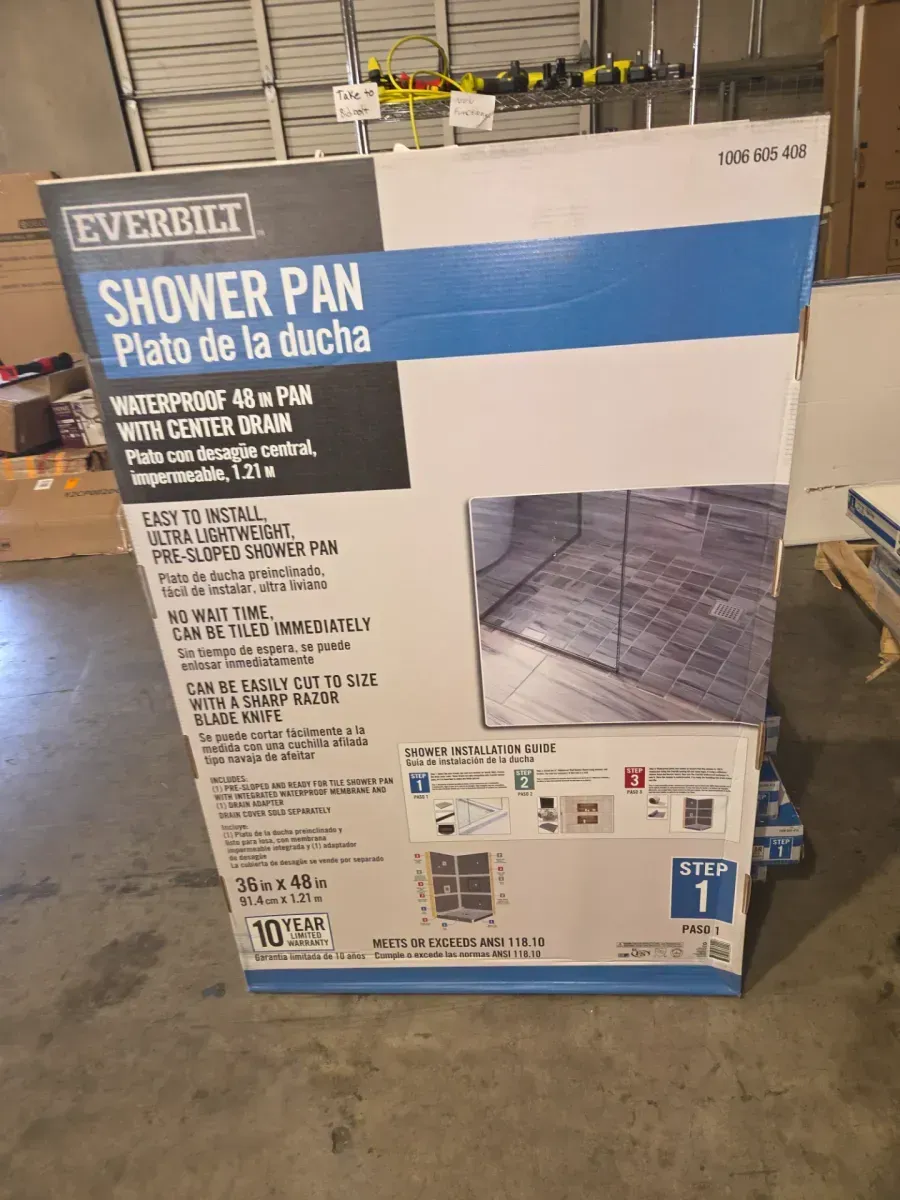 Watershield Shower System 36 in. x 48 in. Waterproof Center Drain Shower Tray With Drain Assembly - image 5