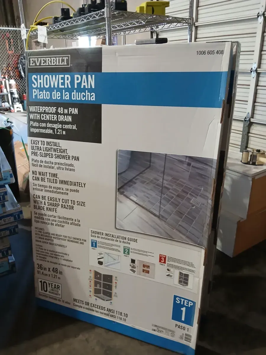 Watershield Shower System 36 in. x 48 in. Waterproof Center Drain Shower Tray With Drain Assembly - image 5