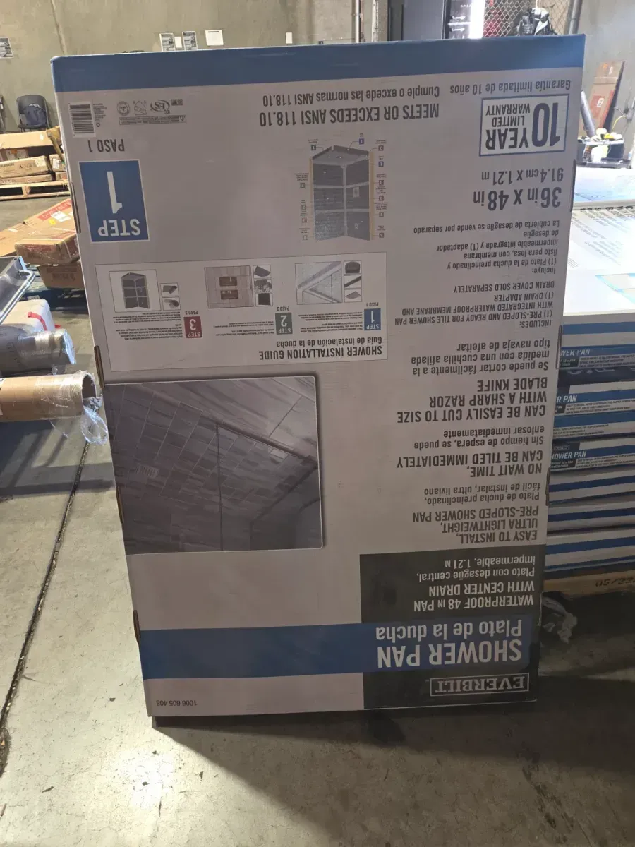 Watershield Shower System 36 in. x 48 in. Waterproof Center Drain Shower Tray With Drain Assembly - image 5