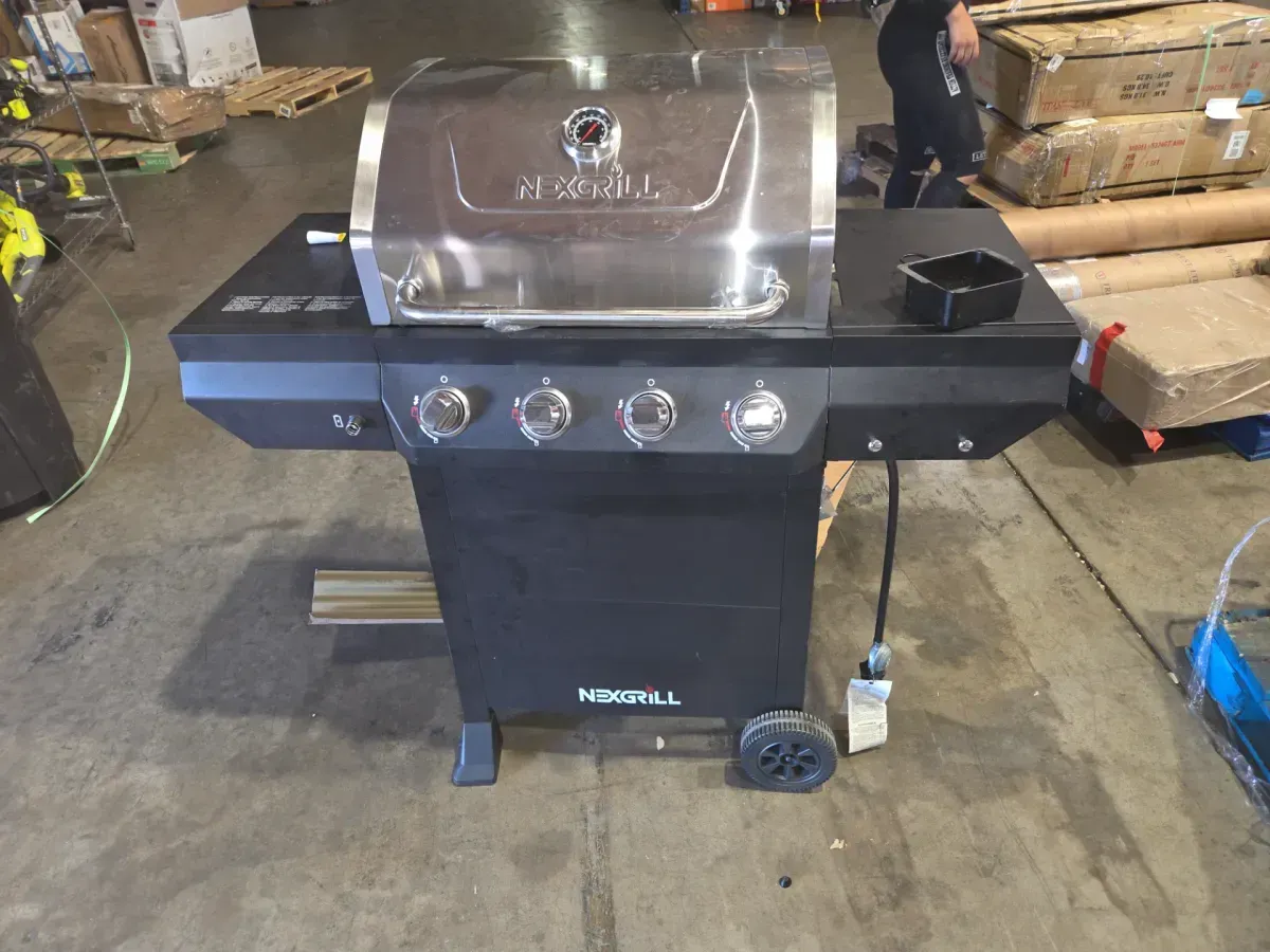 4-Burner Propane Gas Grill in Black with Stainless Steel Main Lid - image 2