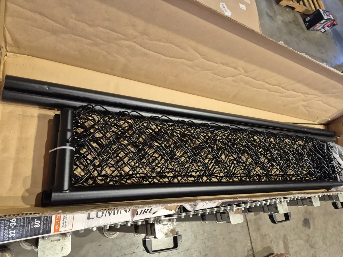 24-72 in. W x 70 in. H Expandable Square Corner Black Powder Coated Galvanized Steel Gate Frame for Chain Link Fence Kit - image 4