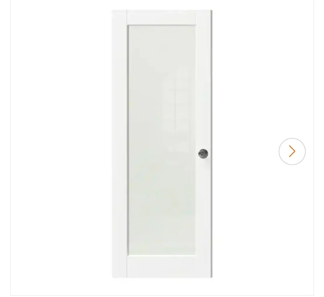 TENONER 32 in. x 80 in. Full-Lite Frosted Glass Interior Door Panels MDF White Single Slab Finished With Black Goal Doorknob - image 1