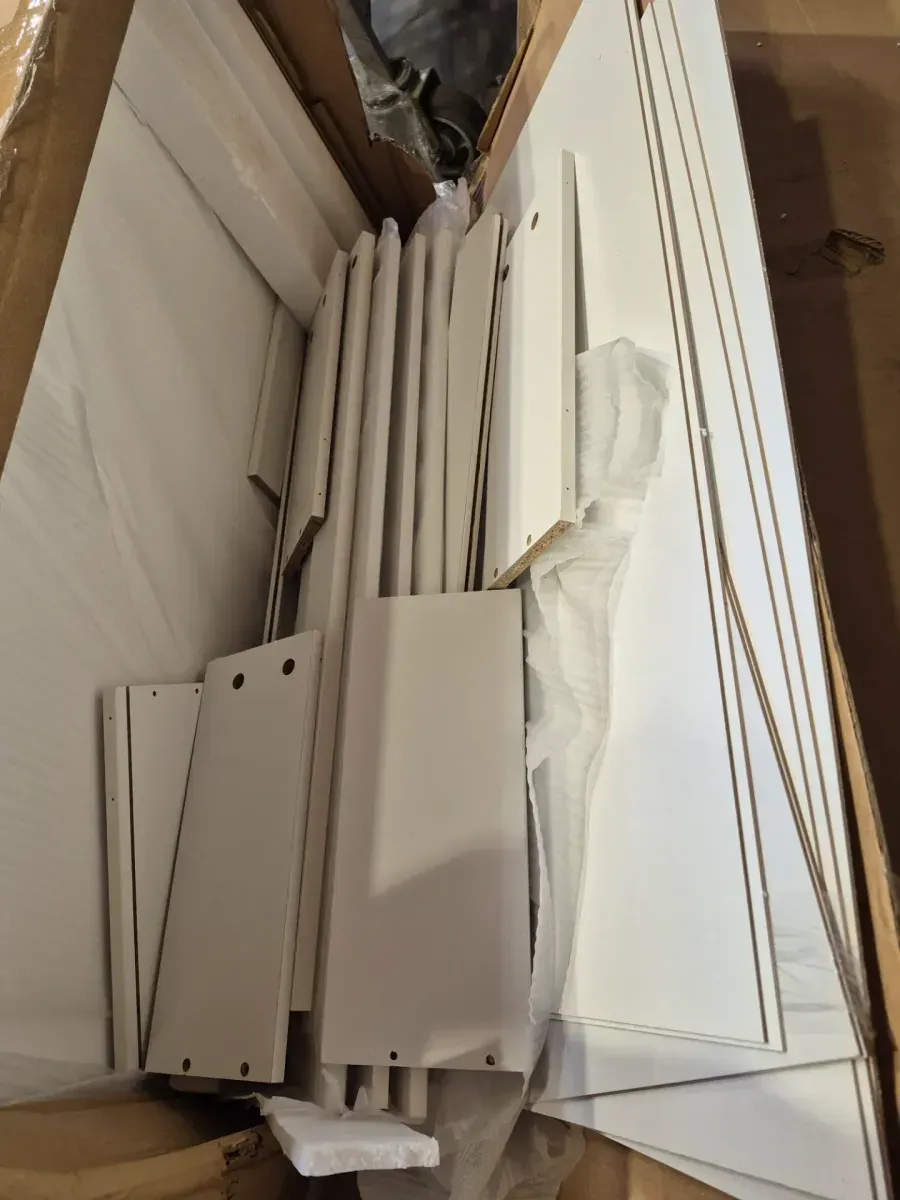 3-Combination White Wood 79.1 in. W 8-Door Big Armoires with Hanging Rods, Drawers, Shelves 74.8 in. H x 19.3 in. D - image 4