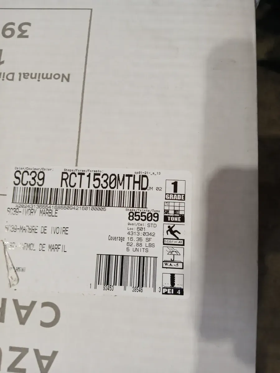 *** Case of 8 (130.8 sq. ft./Case)***  St. Clamont Ivory Marble 15 in. x 30 in. Glazed Porcelain Floor and Wall Tile (16.35 sq. ft./Case) - image 3