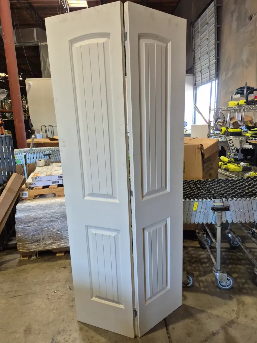 36 in. x 80 in. Santa Fe White Painted Smooth Molded Composite Closet Bi-Fold Door - image 3