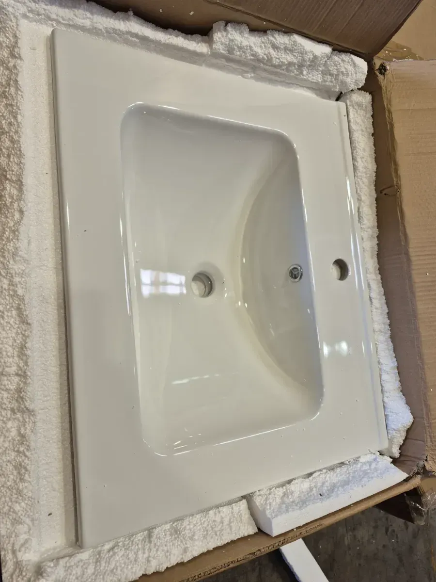 24 in. W x 20 in. D Ceramic White Rectangular Single Sink Bathroom Vanity Top in White with 1-Faucet Hole - image 4