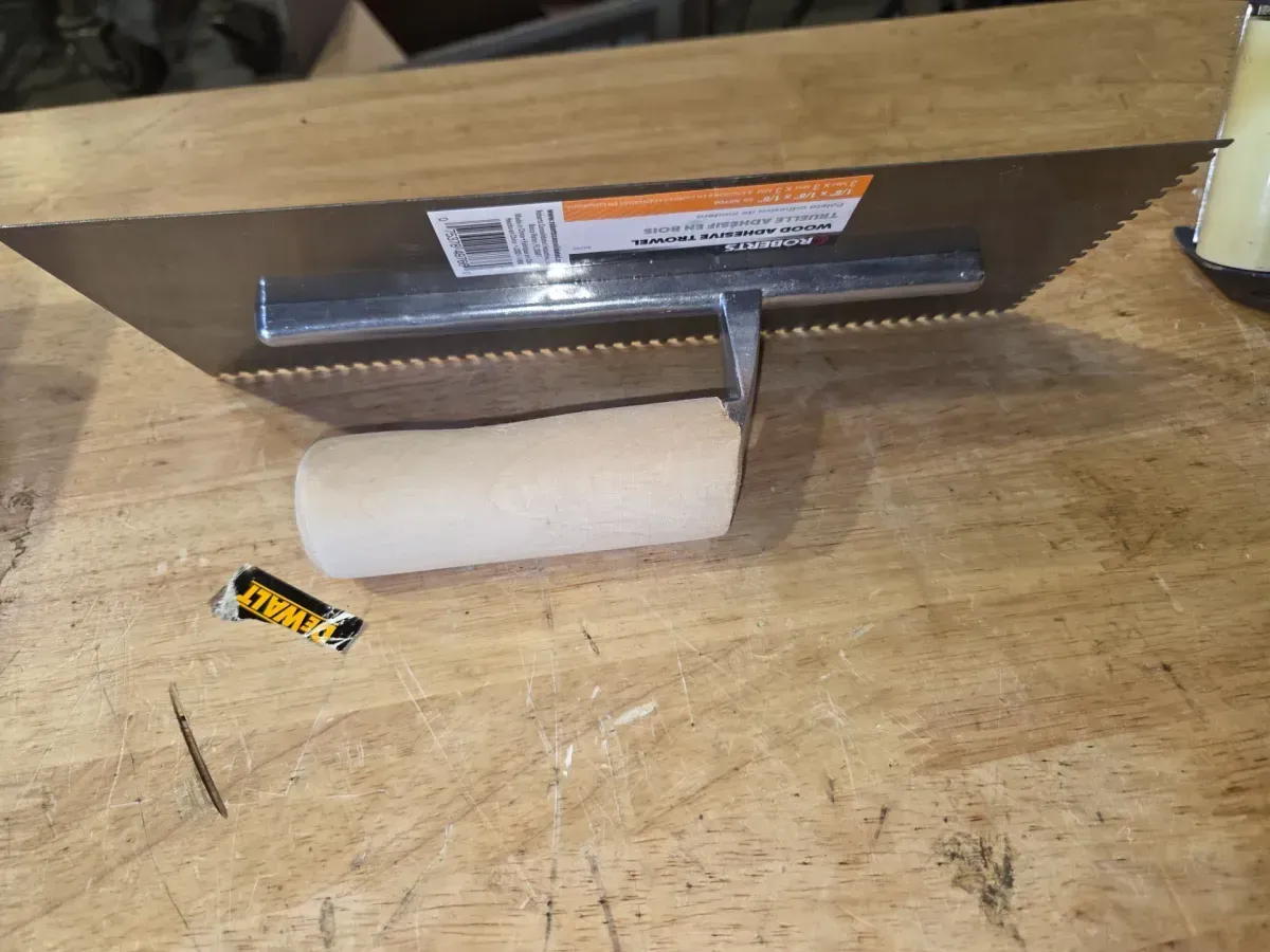 1/8 in. x 1/8 in. x 1/8 in. Square Notch Pro Wood Flooring Trowel with Wood Handle - image 3