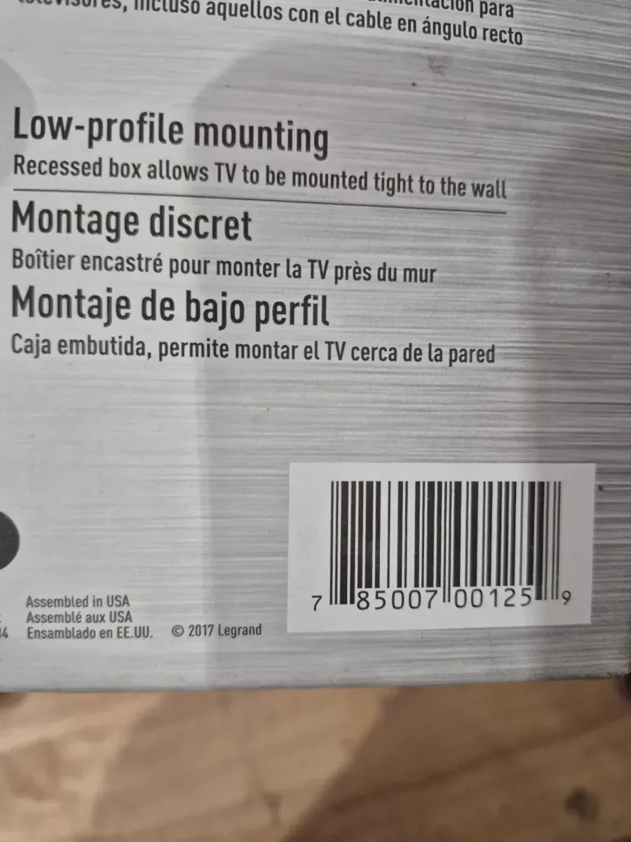 Pass & Seymour 1 Gang Recessed TV Media Box Kit with Surge Suppressing Outlet and Low Voltage Inserts, White - image 5
