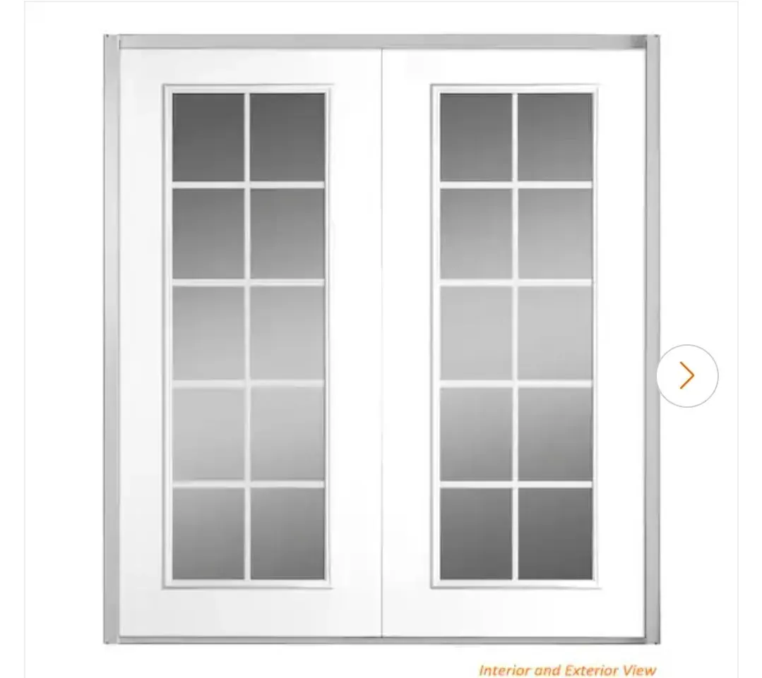 *** The frame is damaged—broken*** 60 in. x 80 in. White Primed Left-Hand/Inswing Tempered Glass Steel Double Prehung Patio Door with Wood Frame - image 1