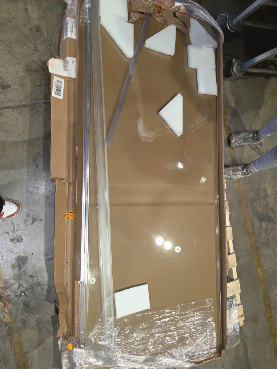 Commix 54-3/8 to 60 in. W x 76 in. H Frameless Exposed Roller Sliding Shower Door in Chrome with 5/16 in. Clear Glass - image 2