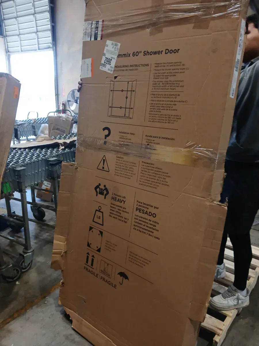 Commix 54-3/8 to 60 in. W x 76 in. H Frameless Exposed Roller Sliding Shower Door in Chrome with 5/16 in. Clear Glass - image 4