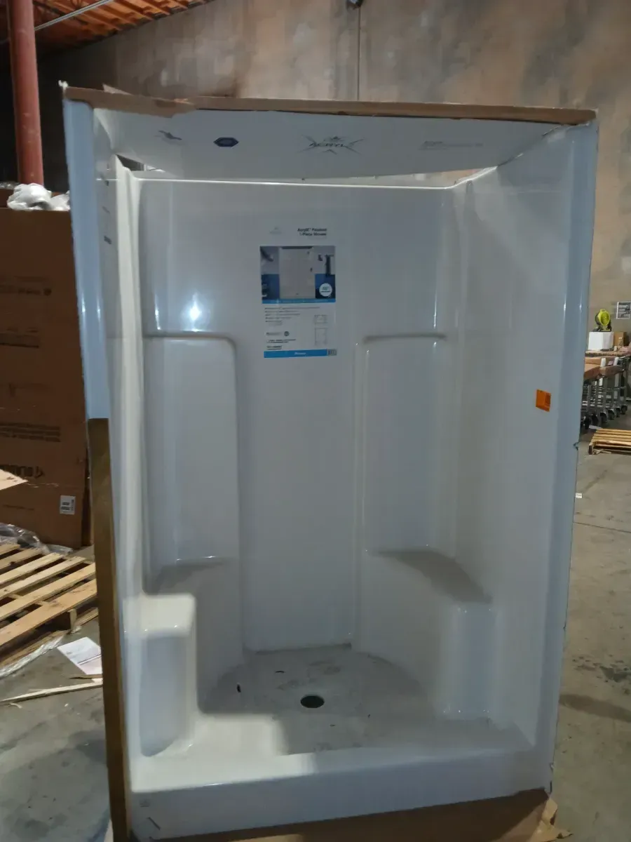 Everyday AcrylX 36 in. x 36 in. x 72 in. 1-Piece Shower Stall with Center Drain in White - image 2