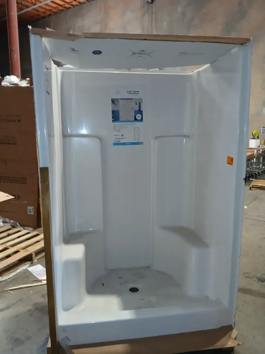 Everyday AcrylX 36 in. x 36 in. x 72 in. 1-Piece Shower Stall with Center Drain in White - image 7