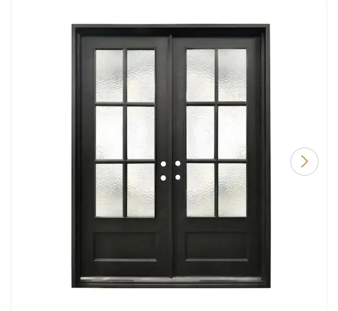 80 in. x 74 in. Reliance Antique Bronze Right-Hand Inswing with 3/4-Lite Glass Iron Prehung Front Double Door - image 1