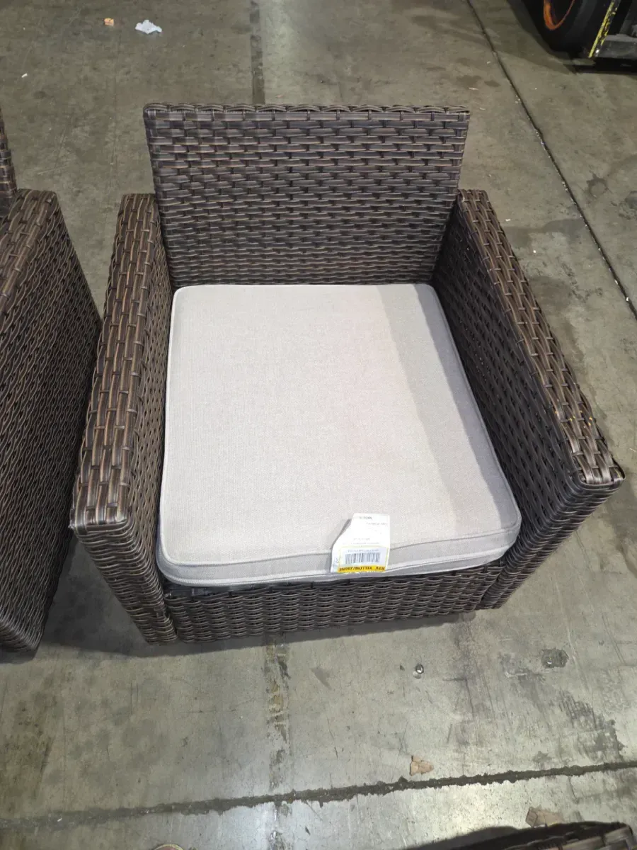 ***Incomplete piece of furniture**Brown Wicker 6 Seat 6-Piece Steel Outdoor Patio Conversation Set with Beige Cushions - image 3