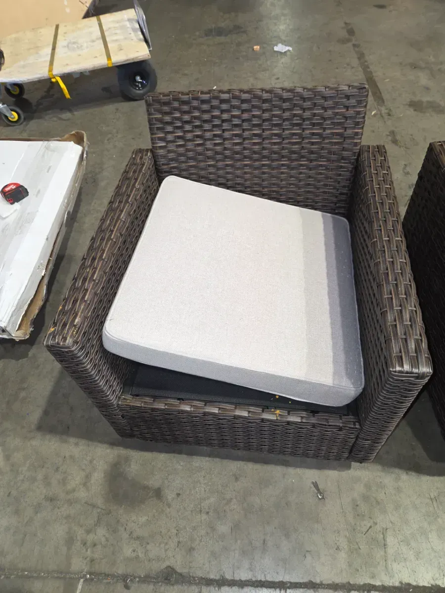 ***Incomplete piece of furniture**Brown Wicker 6 Seat 6-Piece Steel Outdoor Patio Conversation Set with Beige Cushions - image 4