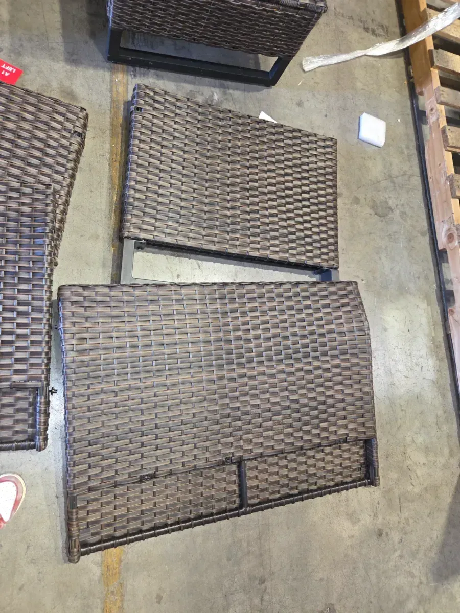 ***Incomplete piece of furniture**Brown Wicker 6 Seat 6-Piece Steel Outdoor Patio Conversation Set with Beige Cushions - image 8