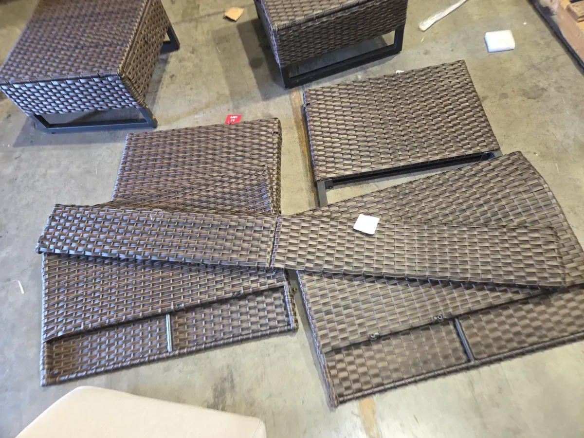 ***Incomplete piece of furniture**Brown Wicker 6 Seat 6-Piece Steel Outdoor Patio Conversation Set with Beige Cushions - image 9