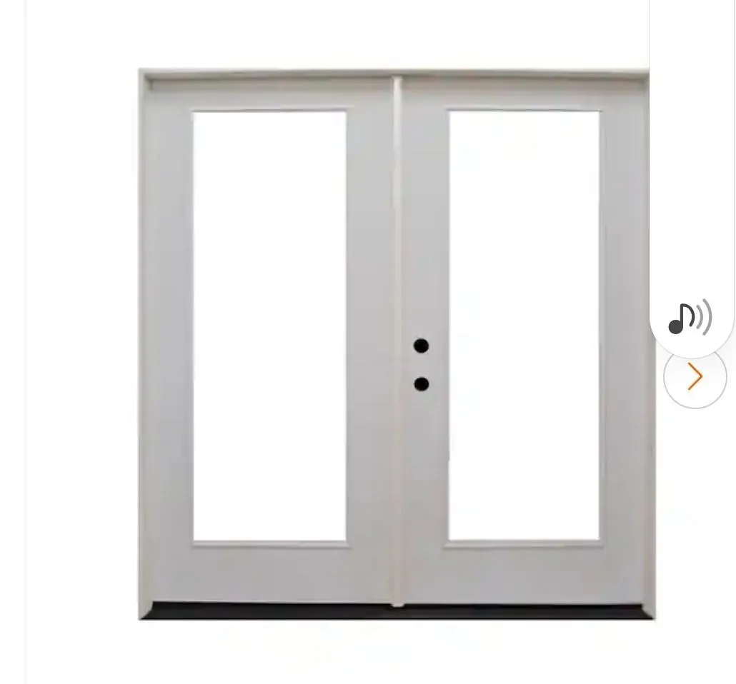 Steves & Sons Legacy 37 in. x 95 in. Primed Right Hand Inswing Fiberglass Full Lite Clear Tempered Glass Prehung Double Patio Door - image 1