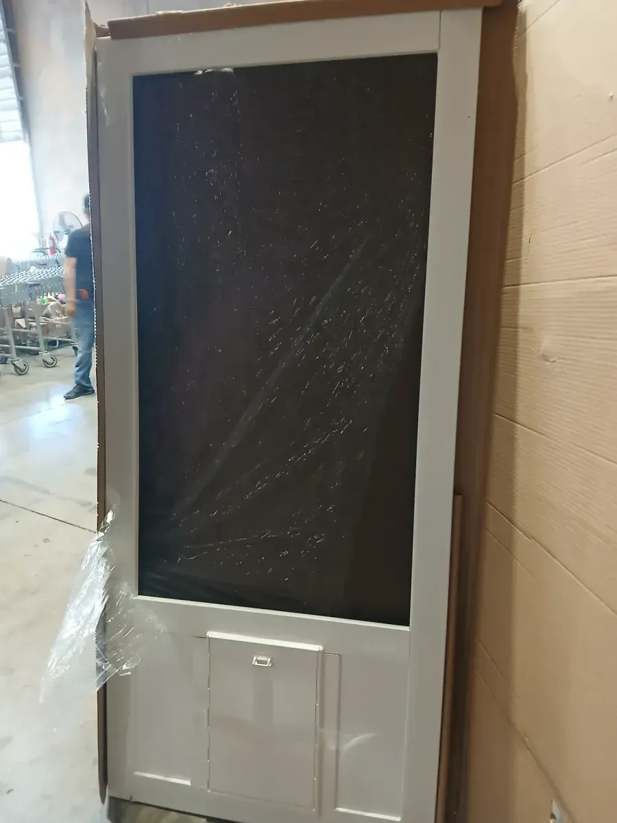 Screen Tight CPK32XL Chesapeake 32 In. W x 80 In. H x 1 In. Thick White Vinyl Screen Door w/XL Pet Door - image 1