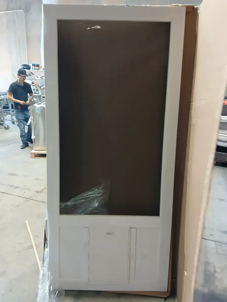 Screen Tight CPK32XL Chesapeake 32 In. W x 80 In. H x 1 In. Thick White Vinyl Screen Door w/XL Pet Door - image 3