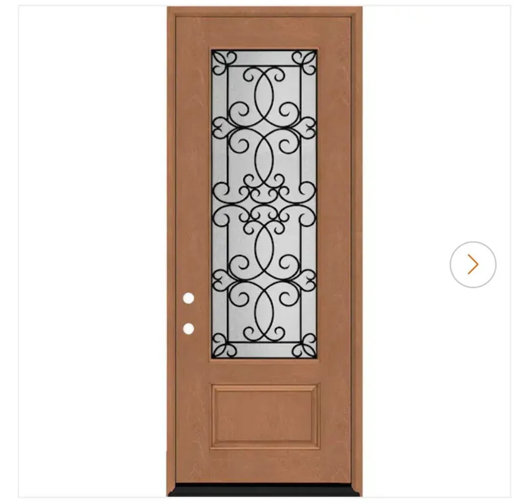 Regency 36 in. x 96 in. 3/4Lite Georgian Decorative Glass LHIS Autumn Wheat Mahogany Fiberglass Prehung Front Door - image 2
