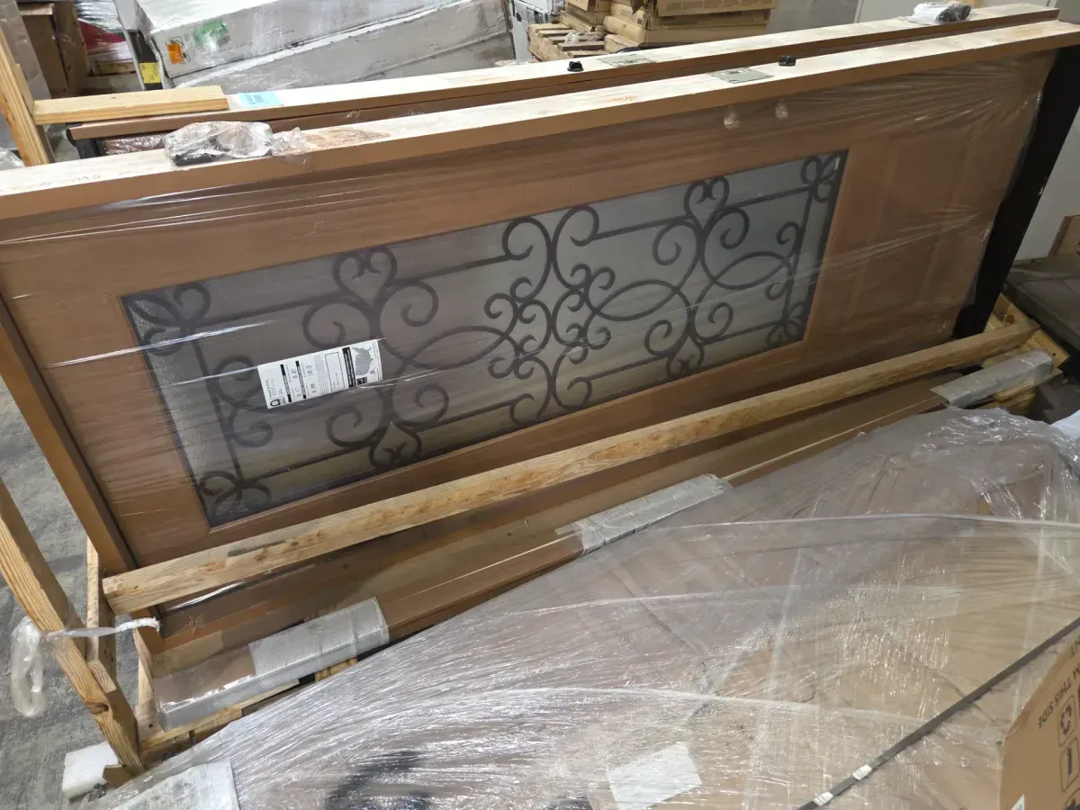 Regency 36 in. x 96 in. 3/4Lite Georgian Decorative Glass LHIS Autumn Wheat Mahogany Fiberglass Prehung Front Door - image 4