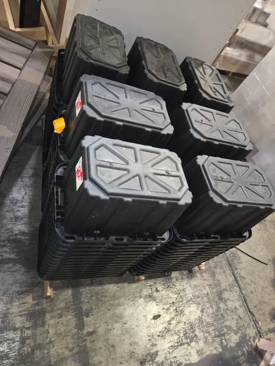 ***98-piece palette—all items are missing their lids.***7 Gal. Tough Storage Tote in Black with Red Lid - image 3