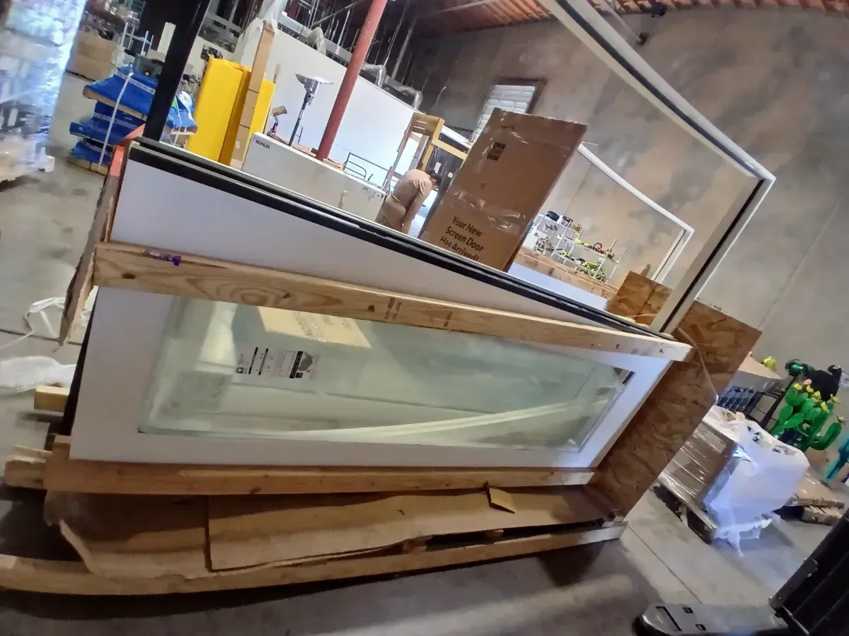 Topa 36 in. x 95 in. Modern Universal/Reversible Handing Full Lite Clear Glass White Primed Fiberglass Front Door Slab - image 2