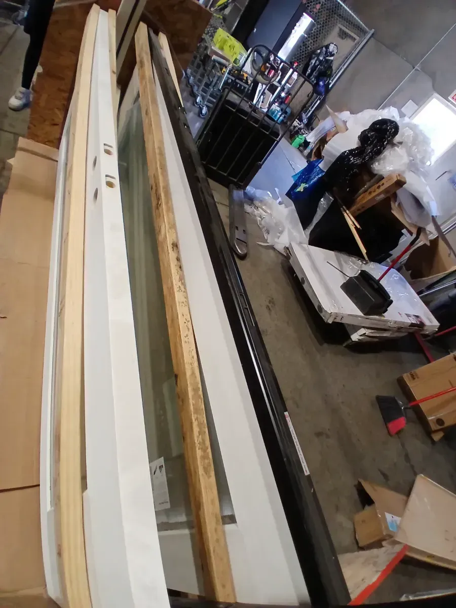 Topa 36 in. x 95 in. Modern Universal/Reversible Handing Full Lite Clear Glass White Primed Fiberglass Front Door Slab - image 5