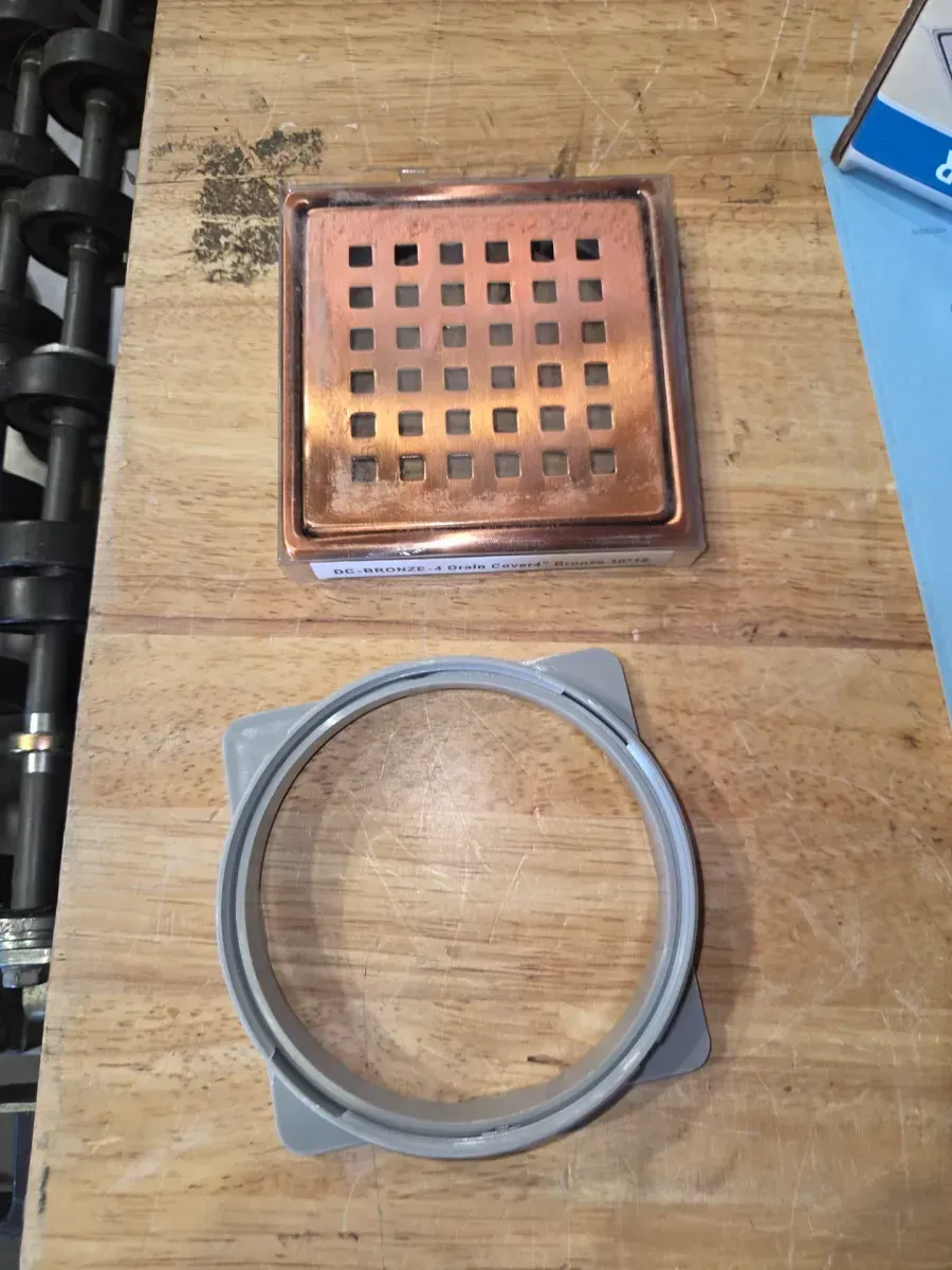 Watershield Shower System 4 in. Bronze Square Grid Drain Grate - image 2