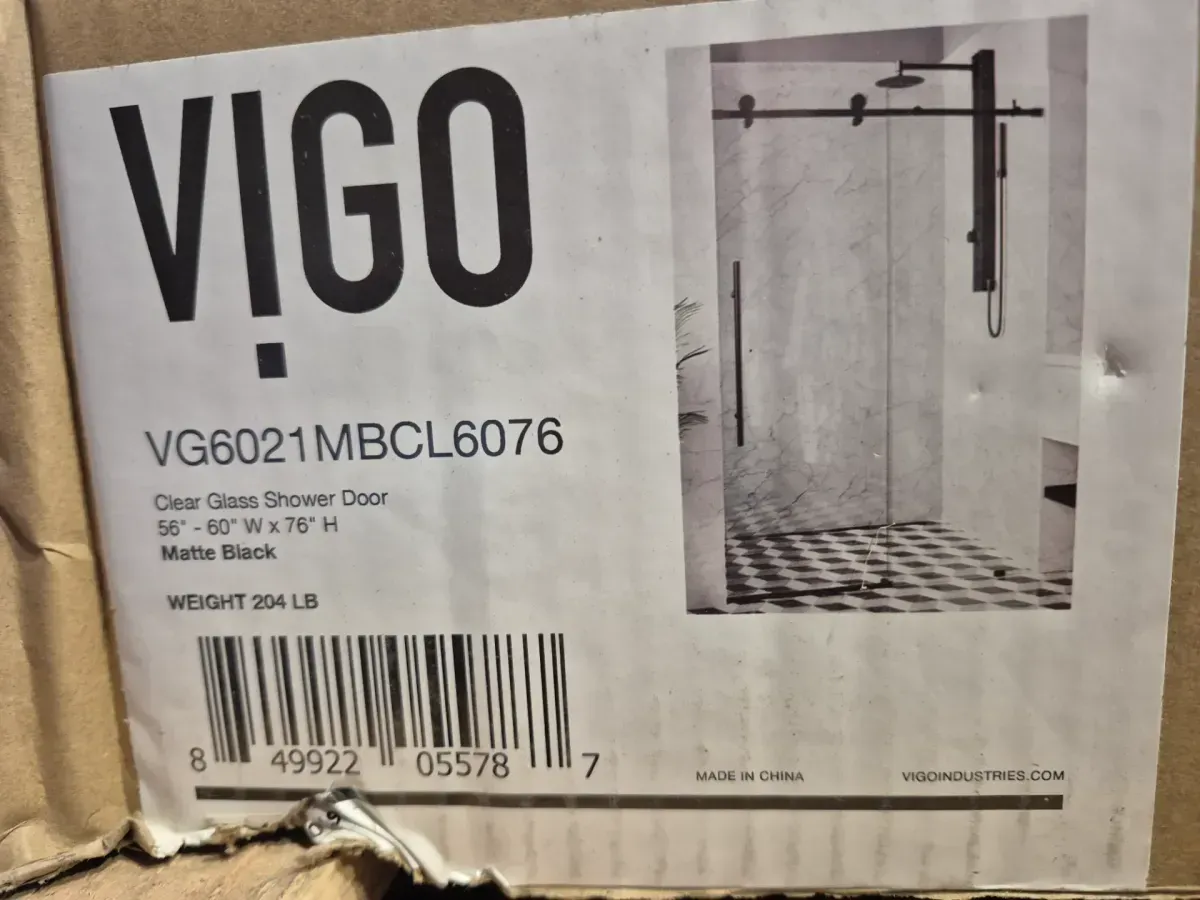 Elan E-Class 56 to 60 in. W x 76 in. H Frameless Sliding Shower Door in Matte Black with 3/8 in. (10 mm) Clear Glass - image 2