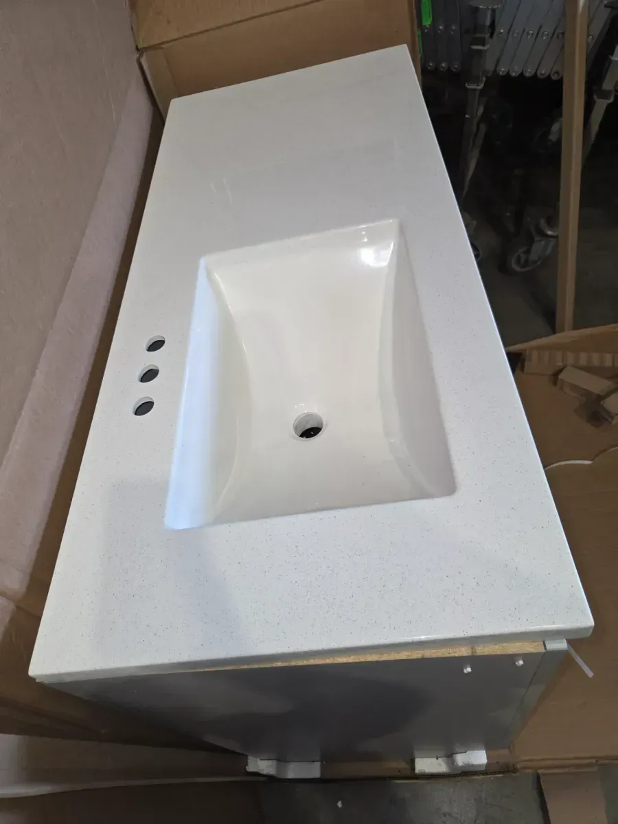 Bannister 43 in. Single Sink Pearl Gray Bath Vanity with Granite-Look Colorpoint White Cultured Marble Top (Assembled) - image 2