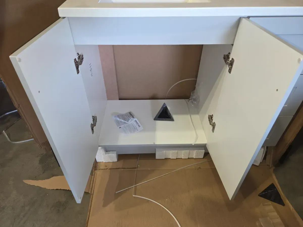 Bannister 43 in. Single Sink Pearl Gray Bath Vanity with Granite-Look Colorpoint White Cultured Marble Top (Assembled) - image 4