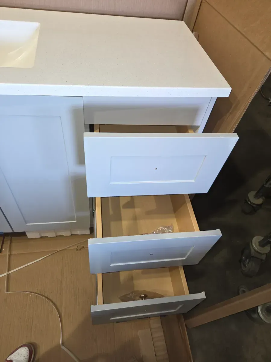 Bannister 43 in. Single Sink Pearl Gray Bath Vanity with Granite-Look Colorpoint White Cultured Marble Top (Assembled) - image 6