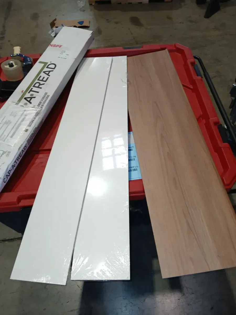 *** Pallet of 9 box with set of 2 (18 piece) *** Clermont 43.18 mm. T x 48 in. L x 12.2 in. W Stair Tread, Riser & Return Kit (Set of 2) - image 2