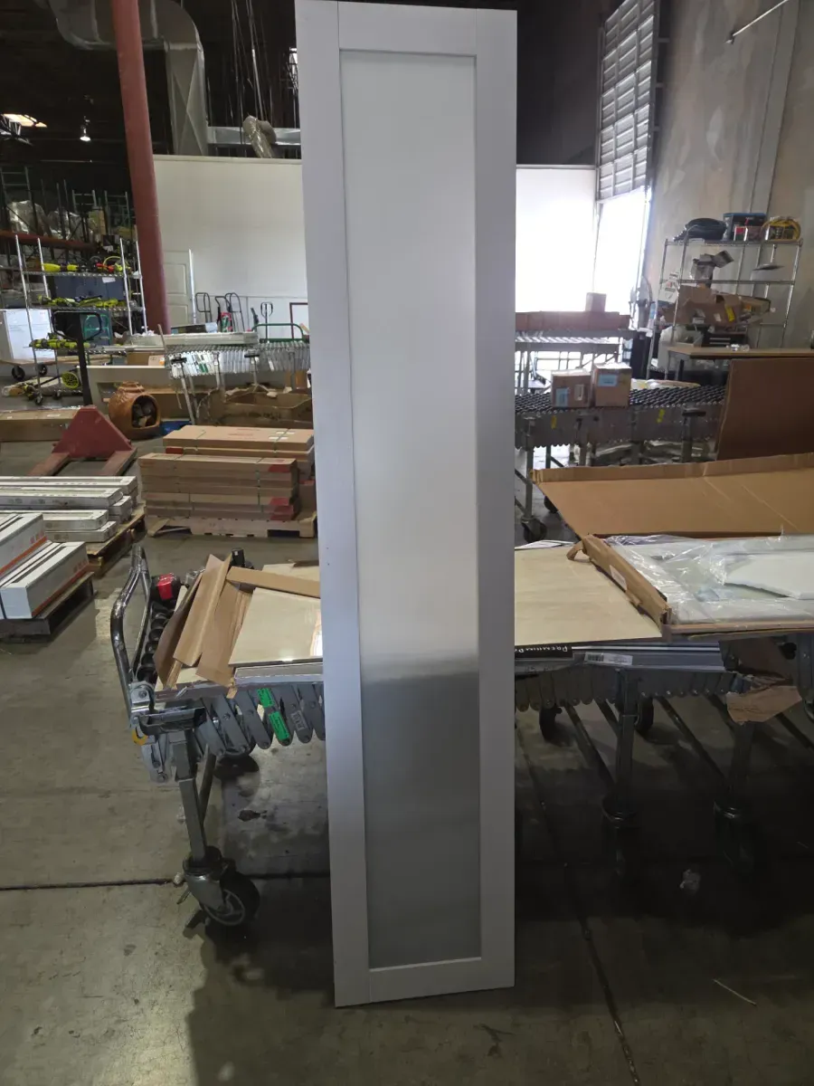 32 in. x 80 in. 1-Lite Frosted Glass Solid Core MDF White Finished Closet Bifold Door with Hardware - image 2