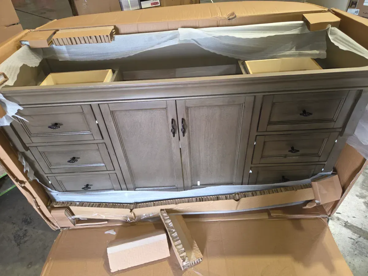 Naples 60 in. W x 21.63 in. D x 34 in. H Bath Vanity Cabinet without Top in Distressed Grey - image 3