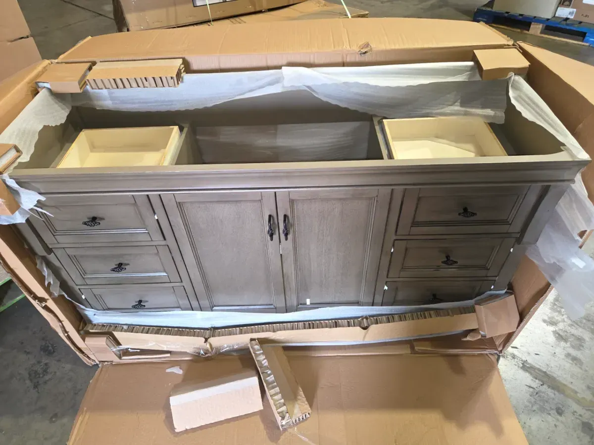 Naples 60 in. W x 21.63 in. D x 34 in. H Bath Vanity Cabinet without Top in Distressed Grey - image 4