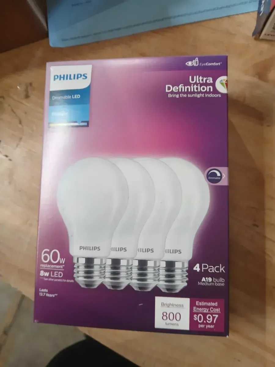 ***pack of 4***60-Watt Equivalent A19 Non-Dimmable E26 LED Light Bulb With EyeComfort Technology Soft White 2700K (4-Pack) - image 3