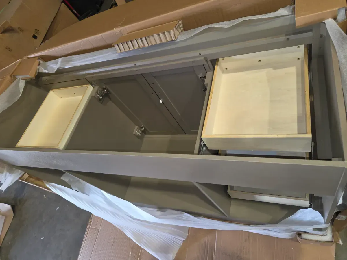 Naples 60 in. W x 21.63 in. D x 34 in. H Bath Vanity Cabinet without Top in Distressed Grey - image 3