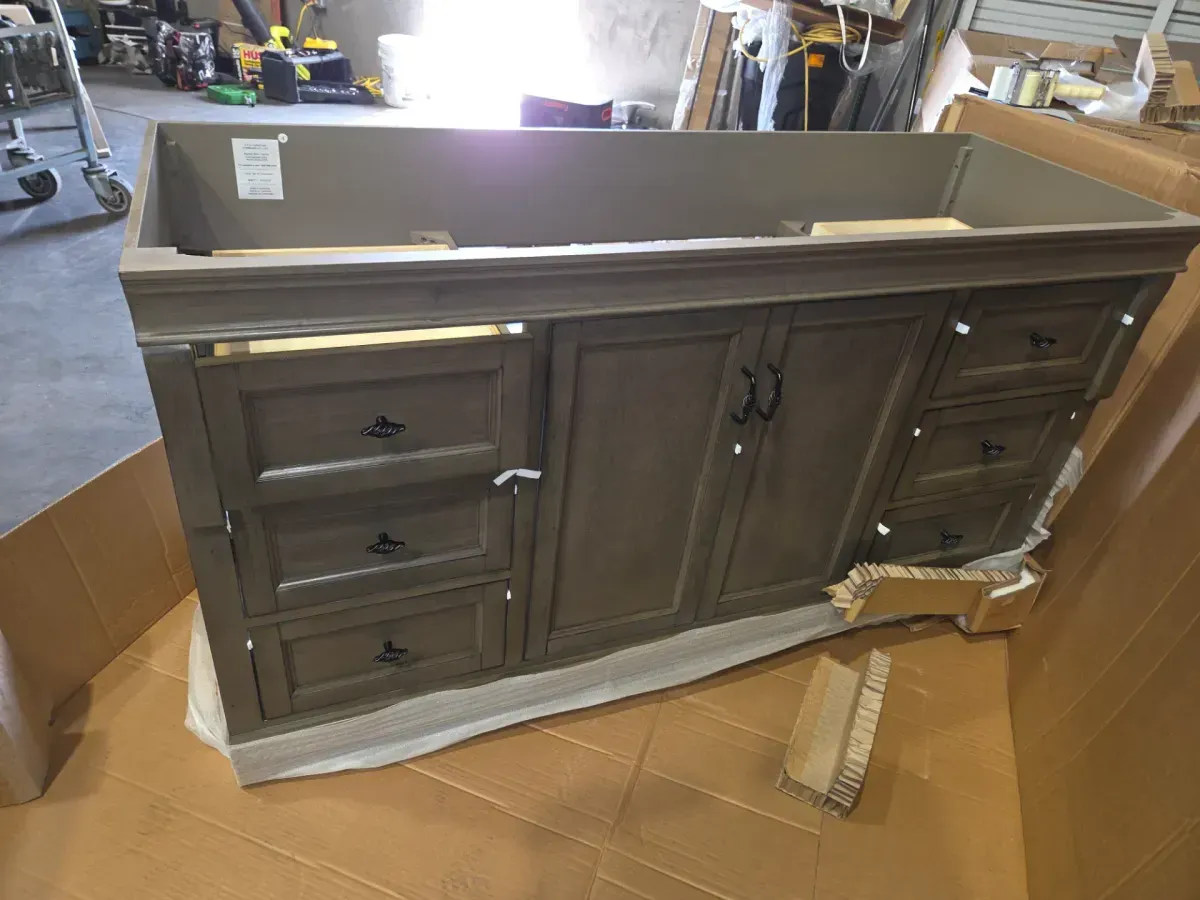 Naples 60 in. W x 21.63 in. D x 34 in. H Bath Vanity Cabinet without Top in Distressed Grey - image 4