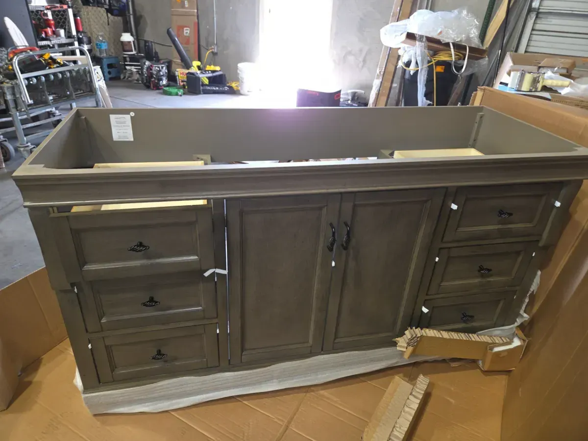 Naples 60 in. W x 21.63 in. D x 34 in. H Bath Vanity Cabinet without Top in Distressed Grey - image 5