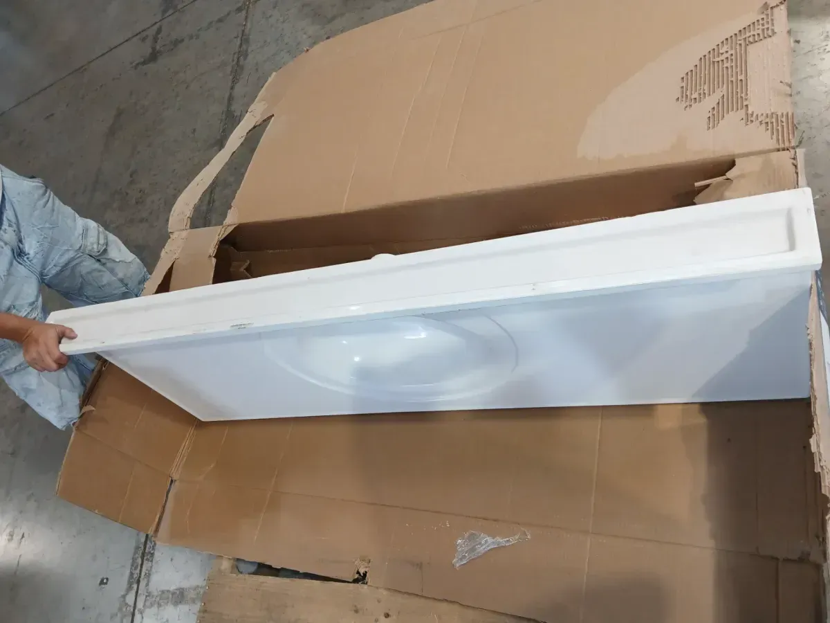 61 in. W x 22 in. D Pure White Quartz Bathroom Vanity Top with 1.5 in. Thick Miter Edge Round Single Sink in White - image 4