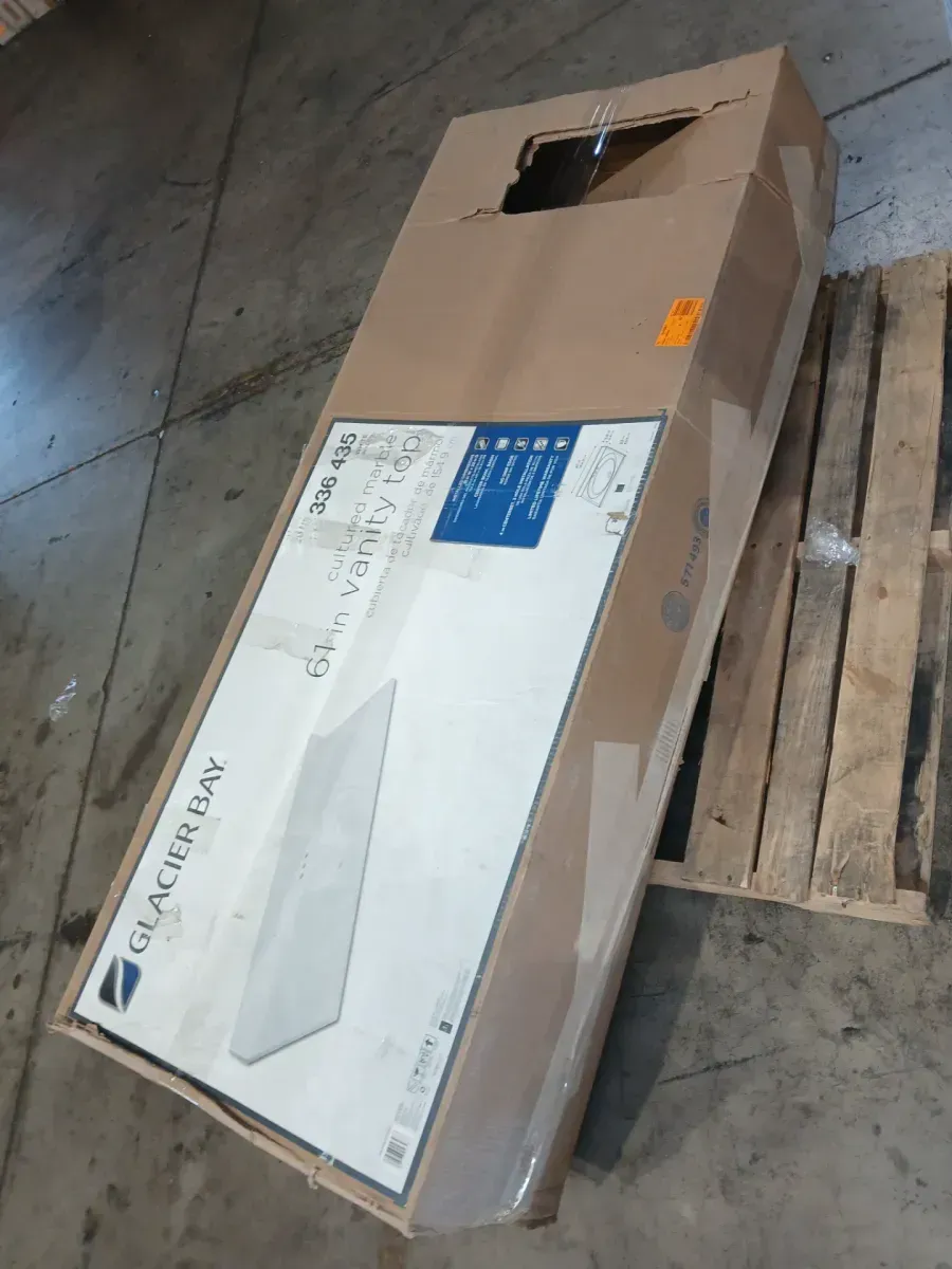 61 in. W x 22 in. D Pure White Quartz Bathroom Vanity Top with 1.5 in. Thick Miter Edge Round Single Sink in White - image 6