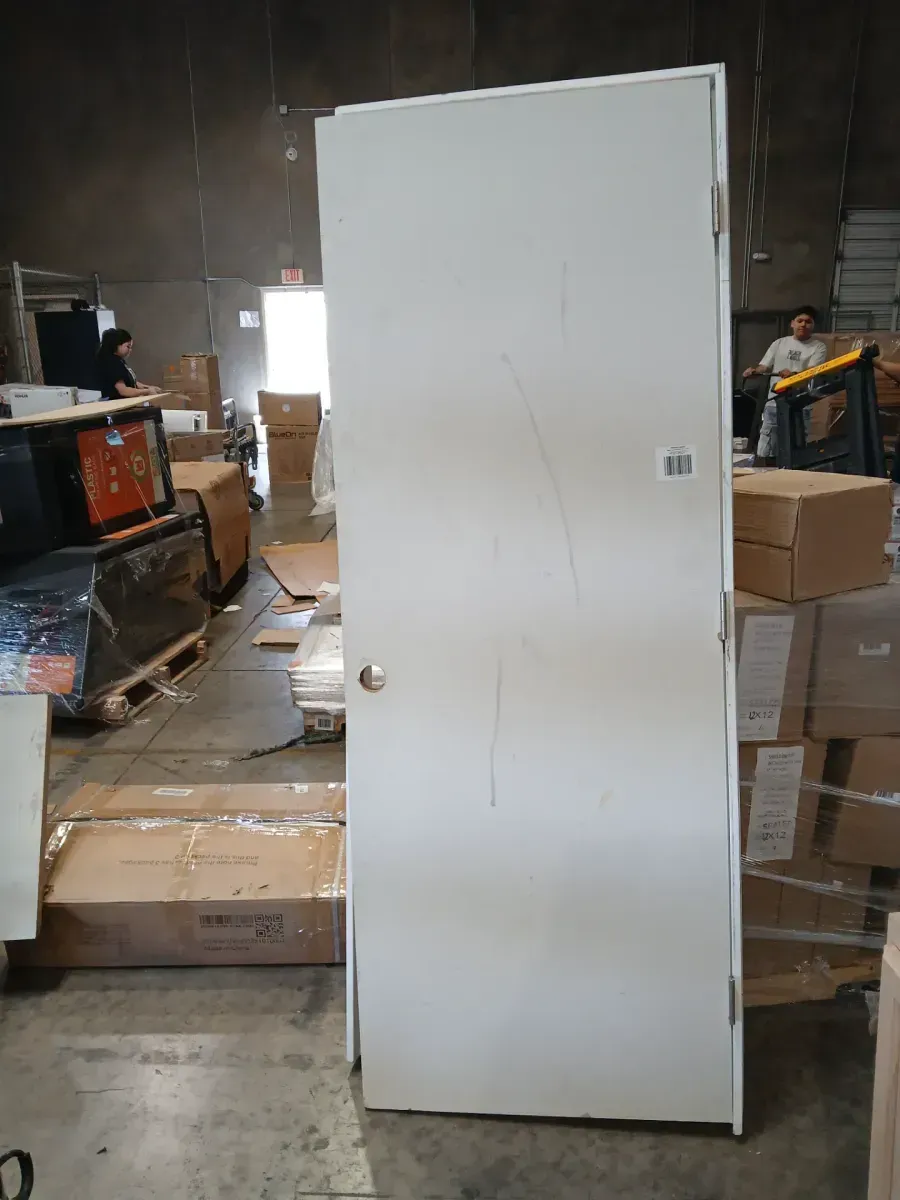 29.9 in. x 80 in. white Right-Hand Flush Hardwood Single Prehung Interior Door - image 2