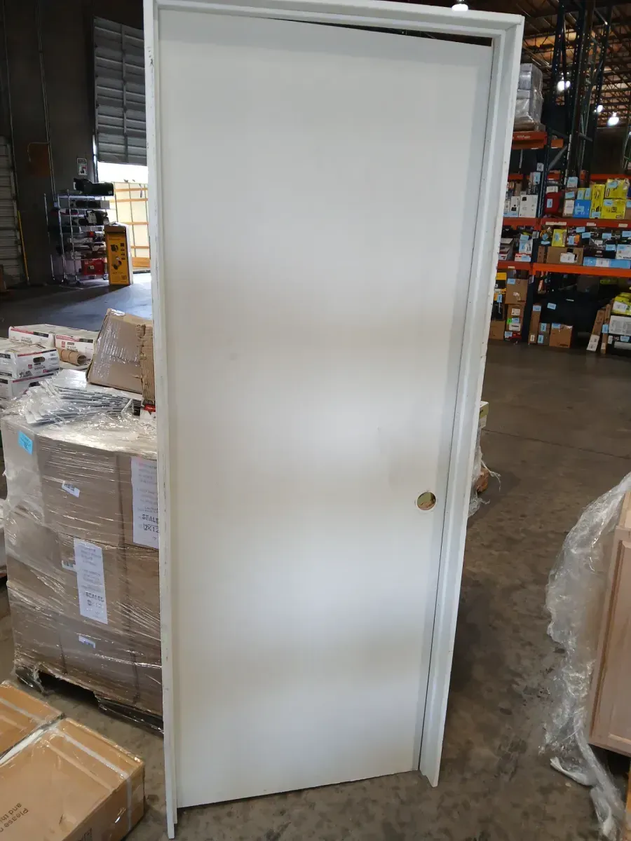 29.9 in. x 80 in. white Right-Hand Flush Hardwood Single Prehung Interior Door - image 3