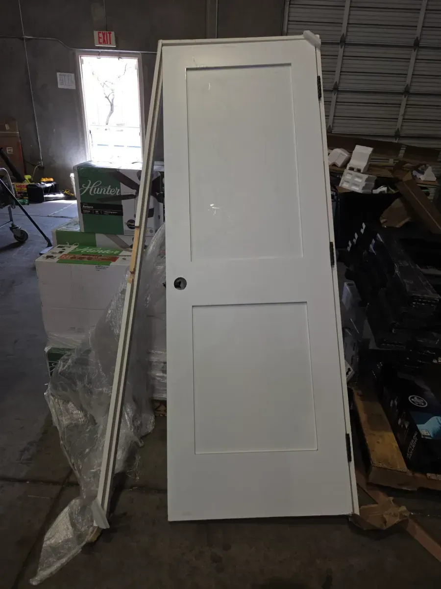 28 in. x 80 in. White 2-Panel Shaker Solid Core Pine Interior Door Slab - image 2